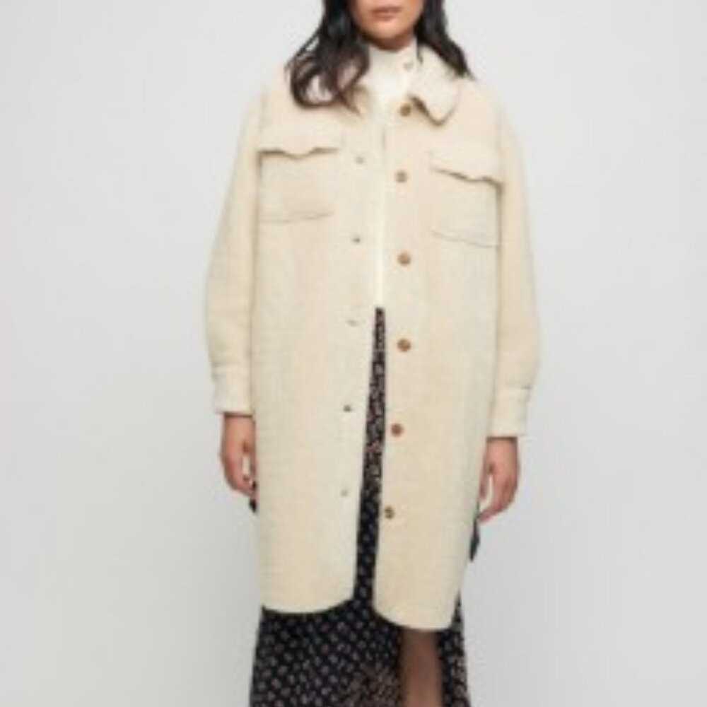 Joie Women’s Cream/Tan Sherpa Teddy Long Shirt Jacket Size XS